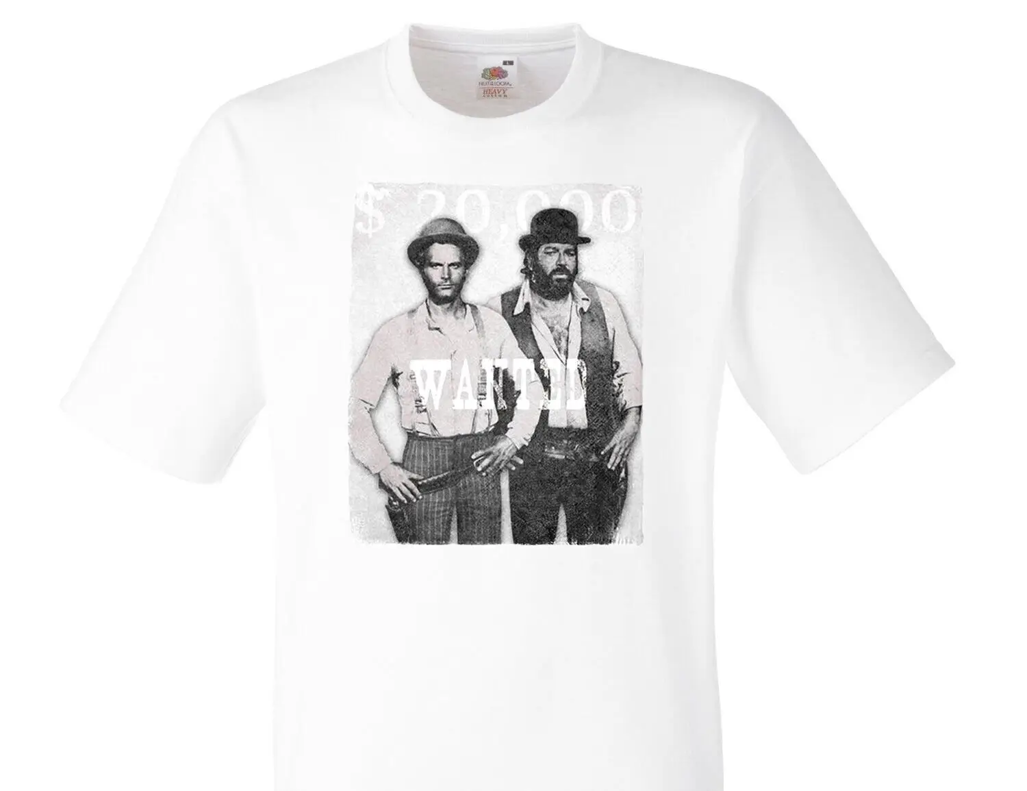 Bud Spencer and Terence Hill Wanted T-Shirt -110- Men's Cotton T-Shirt O-Neck Tees Short Sleeve Clothes Big Size