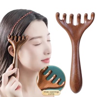 Wood Antler Head Massage Comb 6 Claw Scalp Massager Meridian Massage Wooden Comb Muscle Relax for Back Foot Neck Scratcher
