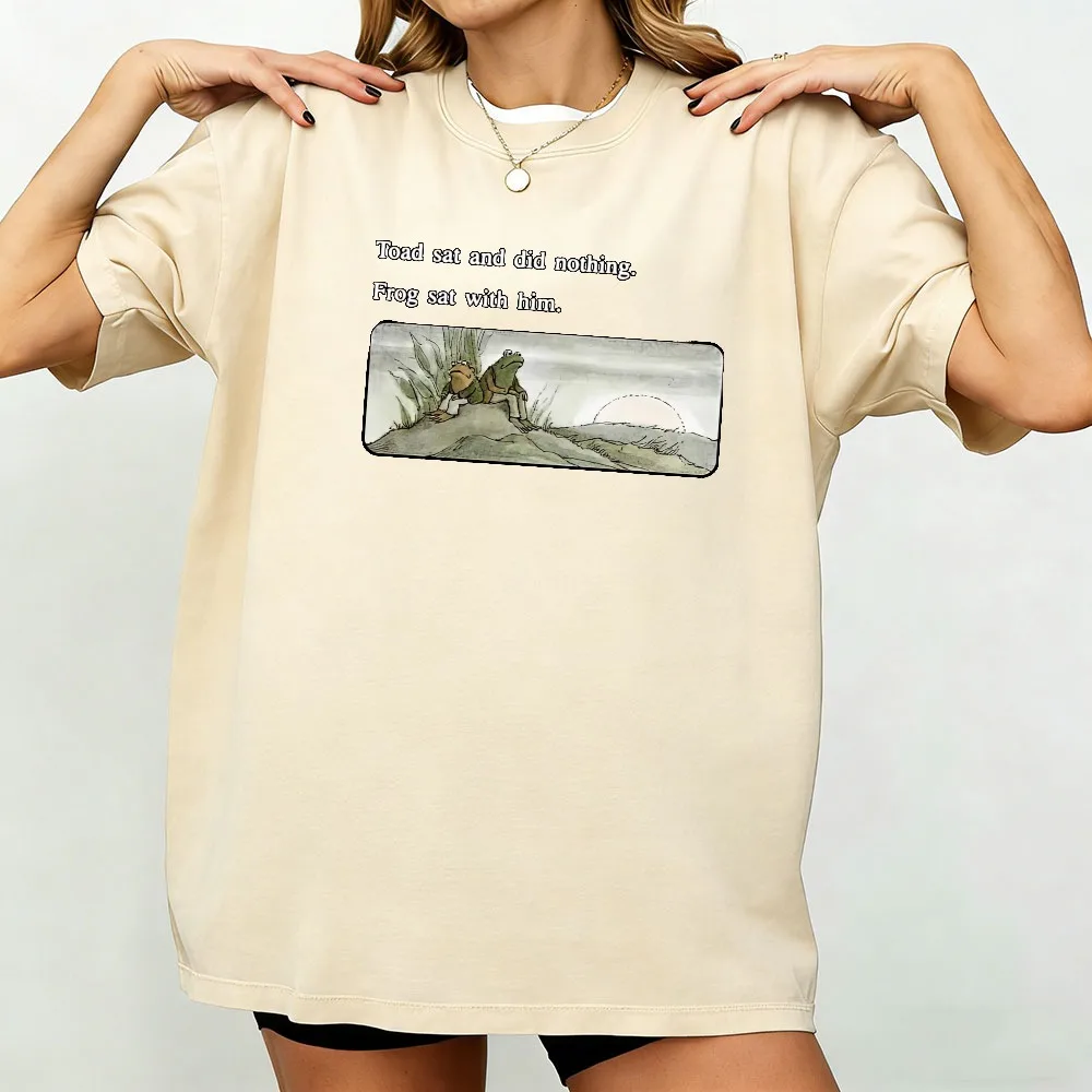 Retro Frog and Toad T-Shirt Classic Book Lover Tees Cute Frog Print Tops Wpmen T Shirt Amphibian Enthusiast Clothes