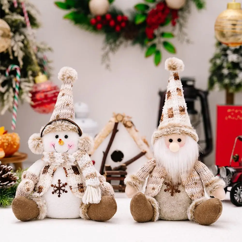 Cute Holiday Pillow Holiday Decoration Doll Christmas Plush Snowman Elk Doll Set for Holiday Decor Festive Stuffed Santa Figure