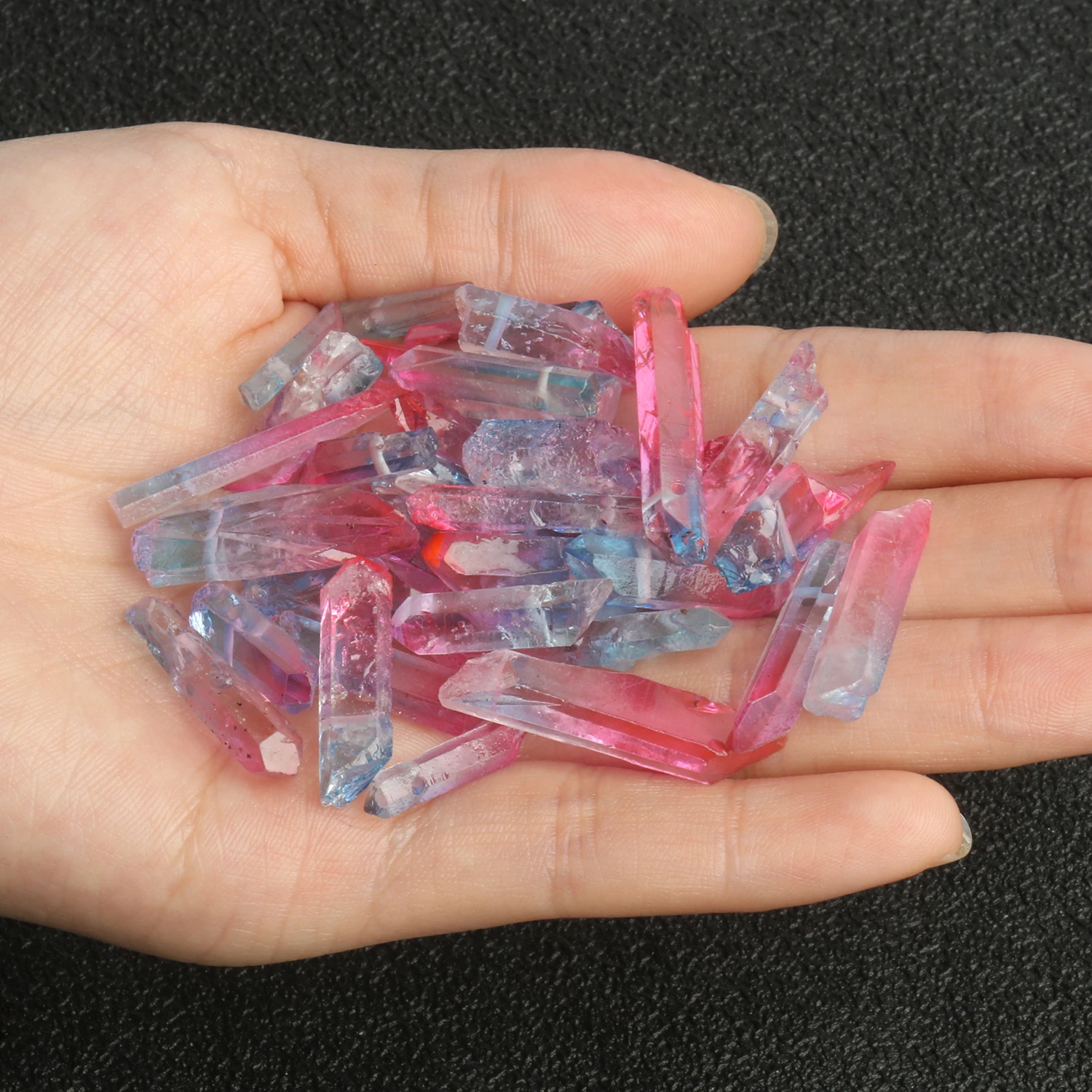 Blue Pink Natural Quartz Crystal Point Beads Top Drilled Graduated Stick Point Loose Bead for DIY Jewelry Making Supply 10-30PCS