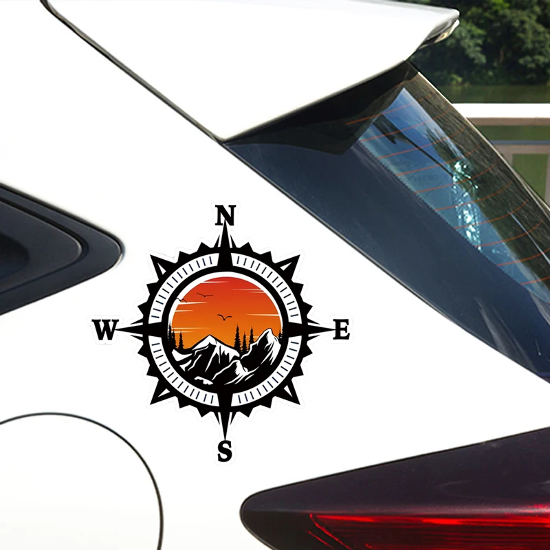 

Виниловая наклейка с изображением компаса, деревьев и озера, водонепроницаемая, для внедорожников, автомобилей, грузовиков, бамперов, окон, стен, 1 шт.