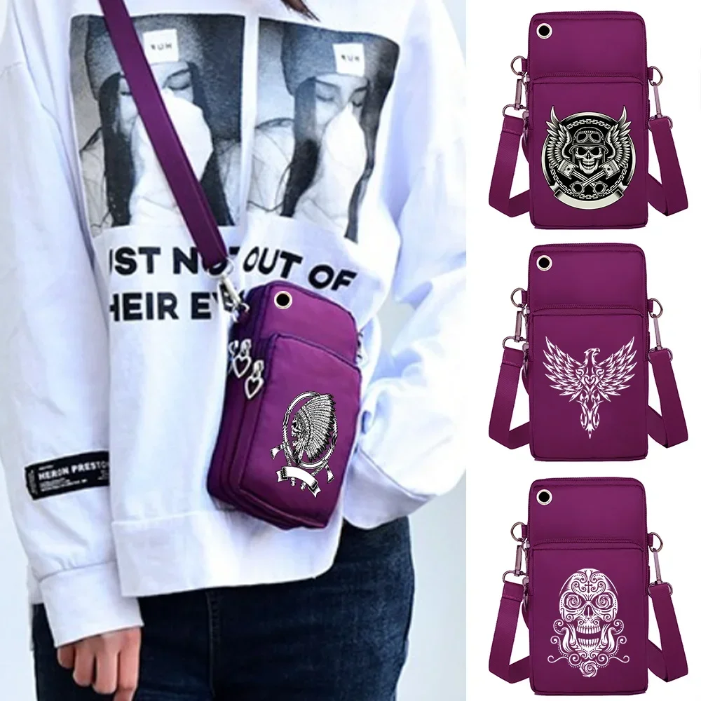 

Women's Crossspan Shoulder Bag Small Crossbody Purse Phone Bag Arm Bag Canvas Sports Bag Adjustable Shoulder Strap Skull Print