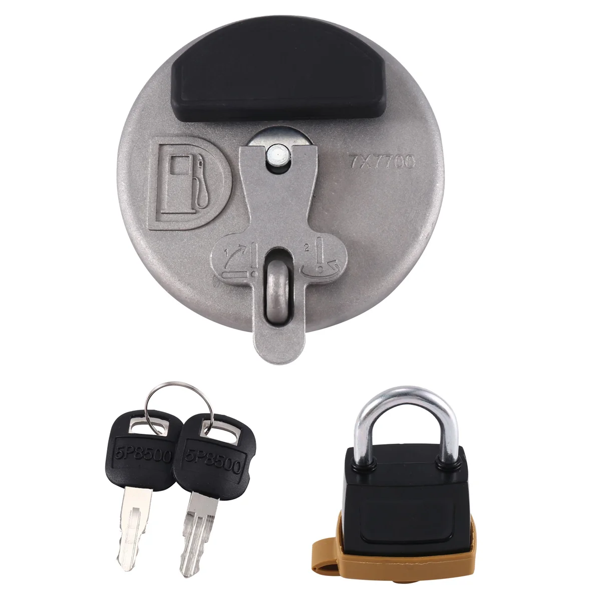 Locking Fuel Tank Cap with Padlock 7X7700 for Caterpillar CAT Dozer Excavator D6R D5C 311D 312D 320D 321D 323D Gray