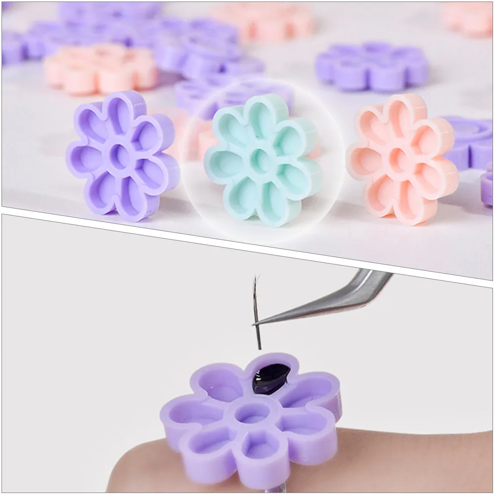 

100Pcs Lash Glue Holders Eyelash Extensions Glue Cups Eyelash Grafting Holders Multi-Grid Design Delay Drying Time Lash