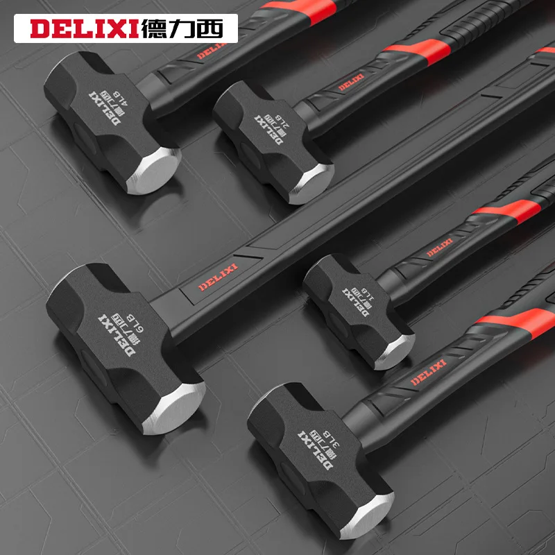 Delixi Octagonal Hammer Solid Hammer Wall Smashing Tool Heavy Construction Site Multi Functional Shock Absorbing Hammer