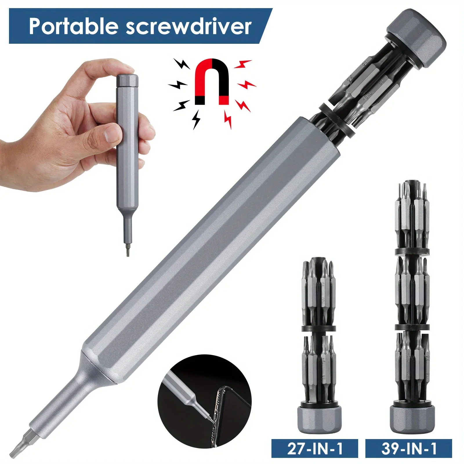 27/39 in 1 Precision Screwdriver Set Manual Pen Small Screwdriver with 38 Magnetic Torx Phillips Drill Bits Mini Repair Tool