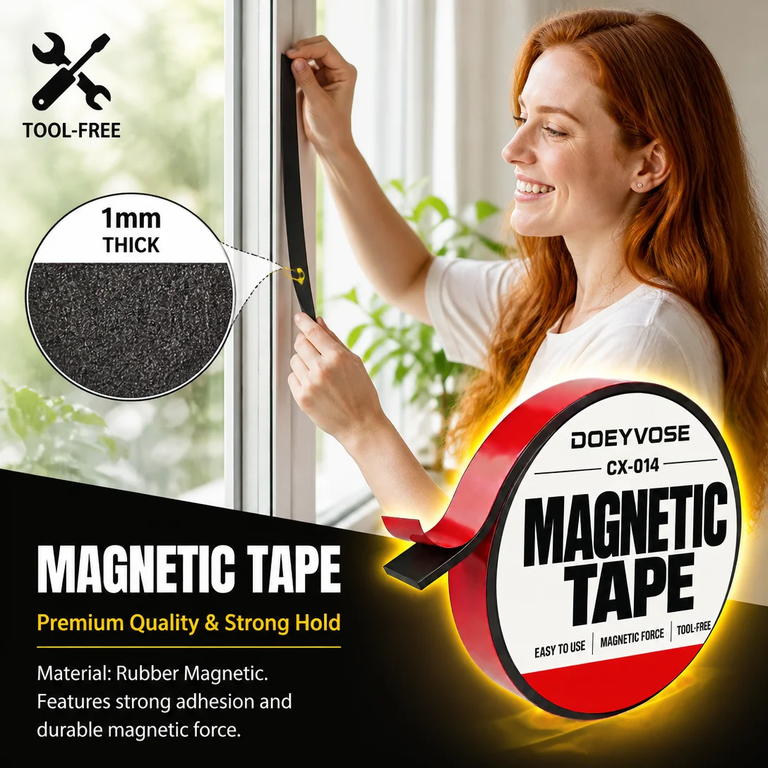 DIY Flexible Magnet Strip Self Adhesive Magnetic Tape 1m Long 10mm