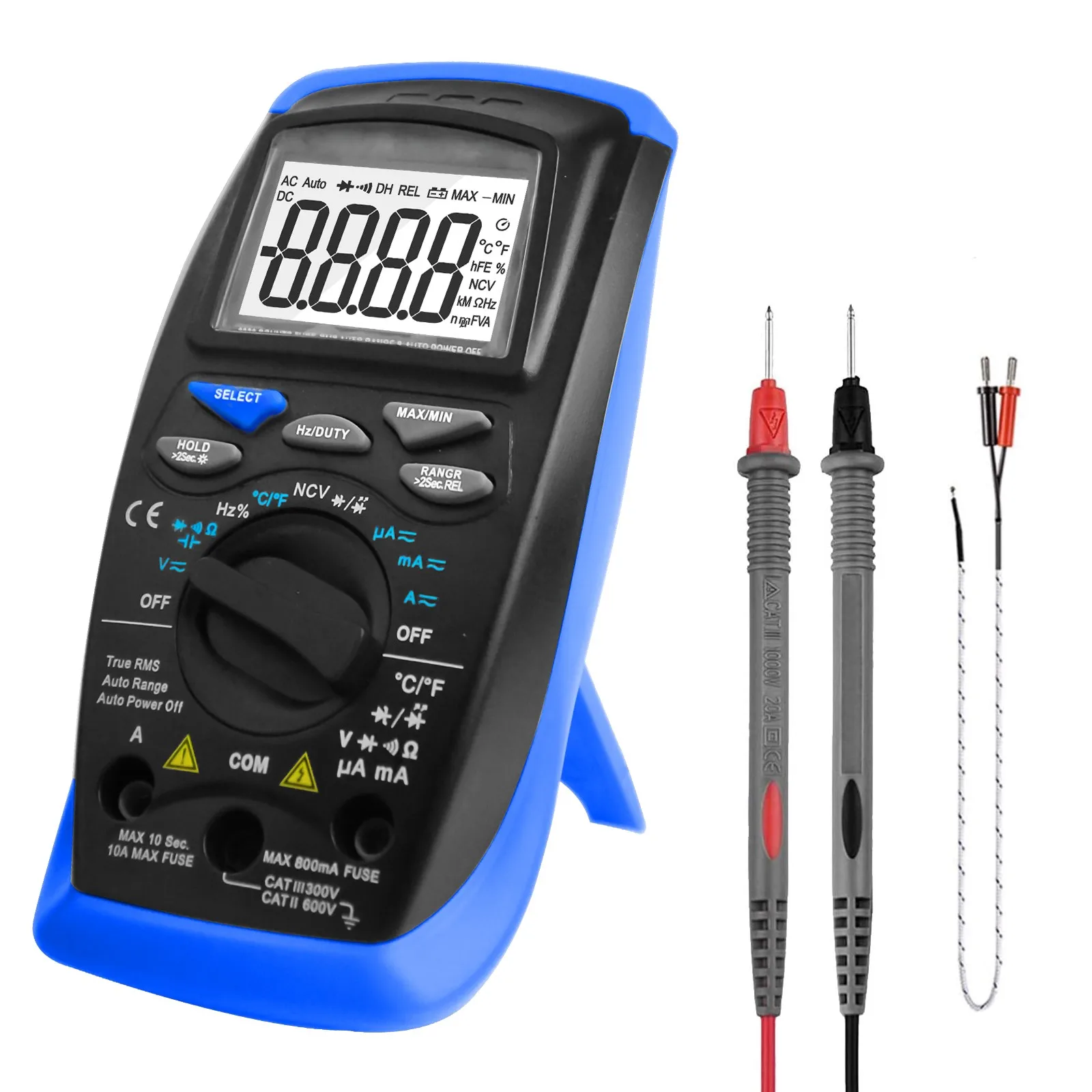 Holdpeak 41B 6000 Counts Voltmeter Ammeter for AC DC Volt &Current, Capacitance,Temp and Diode Tester Electrical Tester with