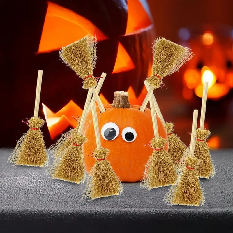 Halloween Witch Broom Pack Of 10 Mini Broom Costume Hangings Decorations Restaurant Door Indoor Outdoor Decor