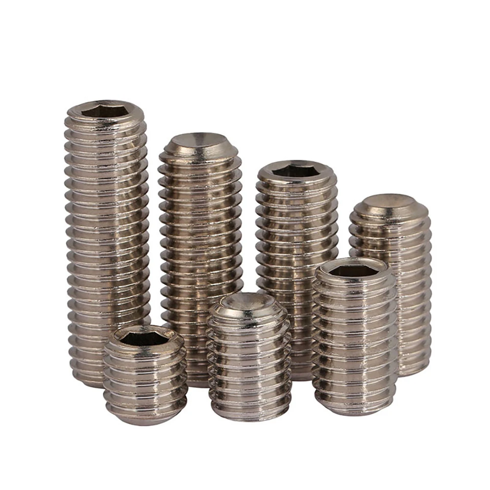5Pcs 1/4-20 UNC Cup Point Hex Socket Set Screws SUS304 Stainless Steel Headless Grub Screws 3/16