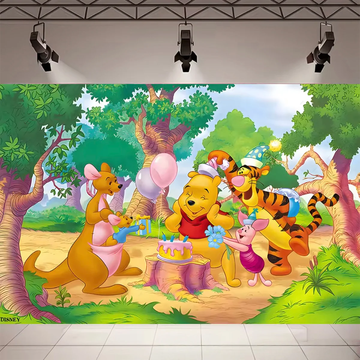 Cartoon Winnie The Pooh Willkommens-Baby-Hintergrund, süßer Bär, Honigbiene, für Kinder, Neugeborene, Babyparty, Fotografie-Hintergrund, Geschenk – Detail 6