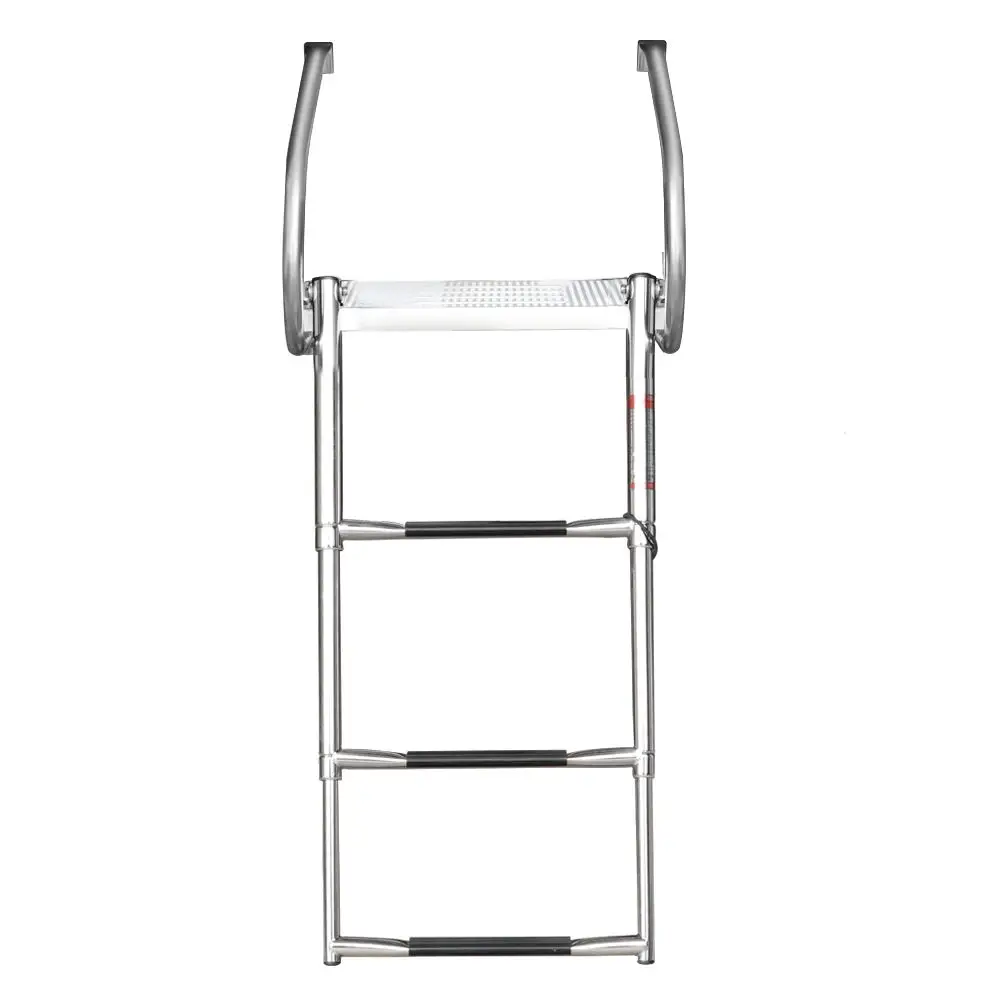 Escalera para barco inoxidable con plataforma ABS y pasamanos dobles