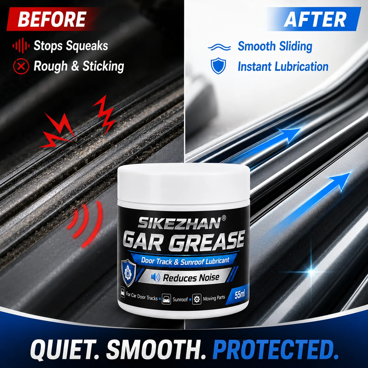 SIKEZHAN White Grease Lubricant Paste for Car Door Rails, Sunroofs, Hinges, Seat Tracks and Bike Chains, Non-Sticky Long-Lasting