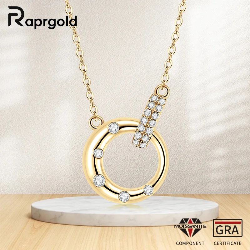 

RAPRGOLD все муассанитовые переплетенные круглые ожерелья с подвеской для женщин, настоящие цепочки из стерлингового серебра 925, свадебные ювелирные изделия, подарок