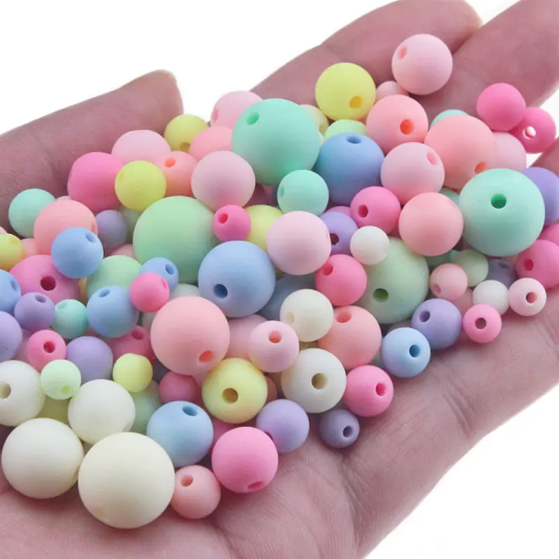 6-14mm Macaron Color Matte Round Acrylic Loose Beads For Jewelry Bracelet Necklace Crafts Making DIY Clothing Sewing Supplies