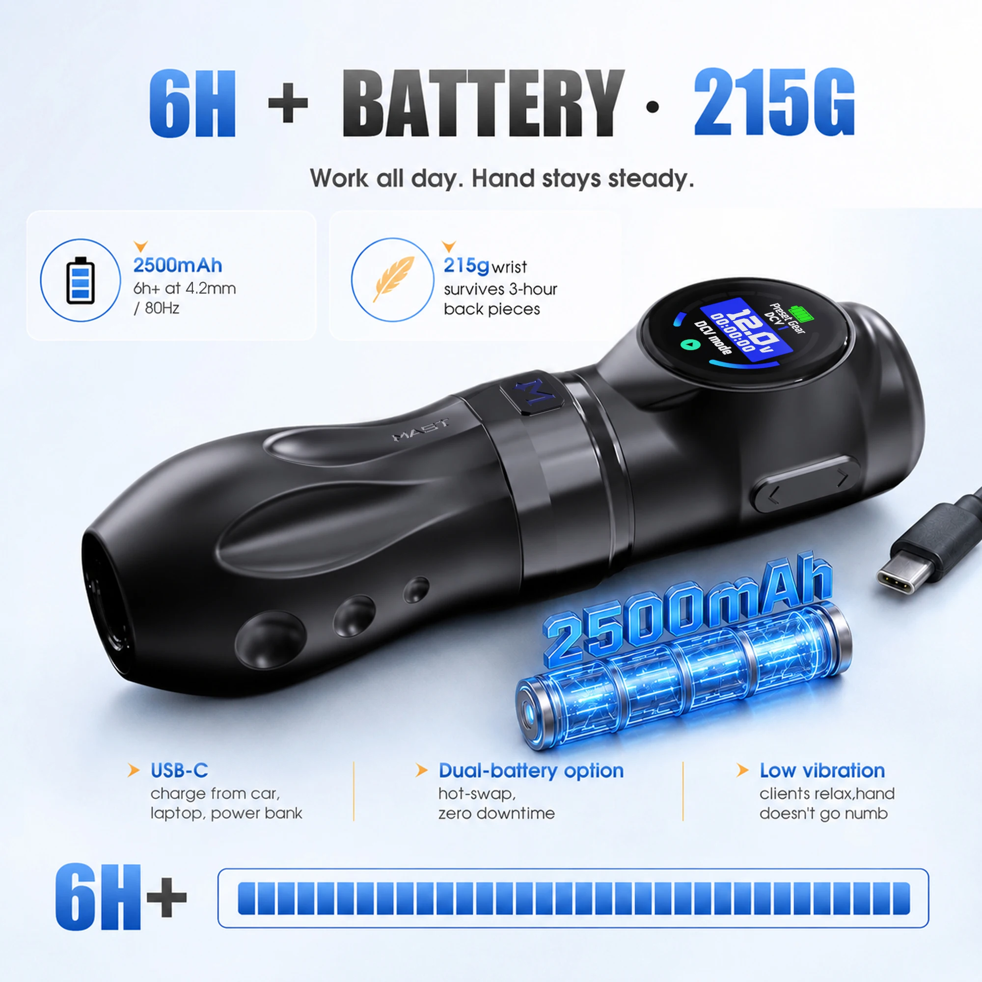 MAST Tattoo Archer 3 ULTRA Wireless Tattoo Machine Faulhaber Brushless Motor Dual HZ DCV Modes for Lining Shading Color Packing view 6