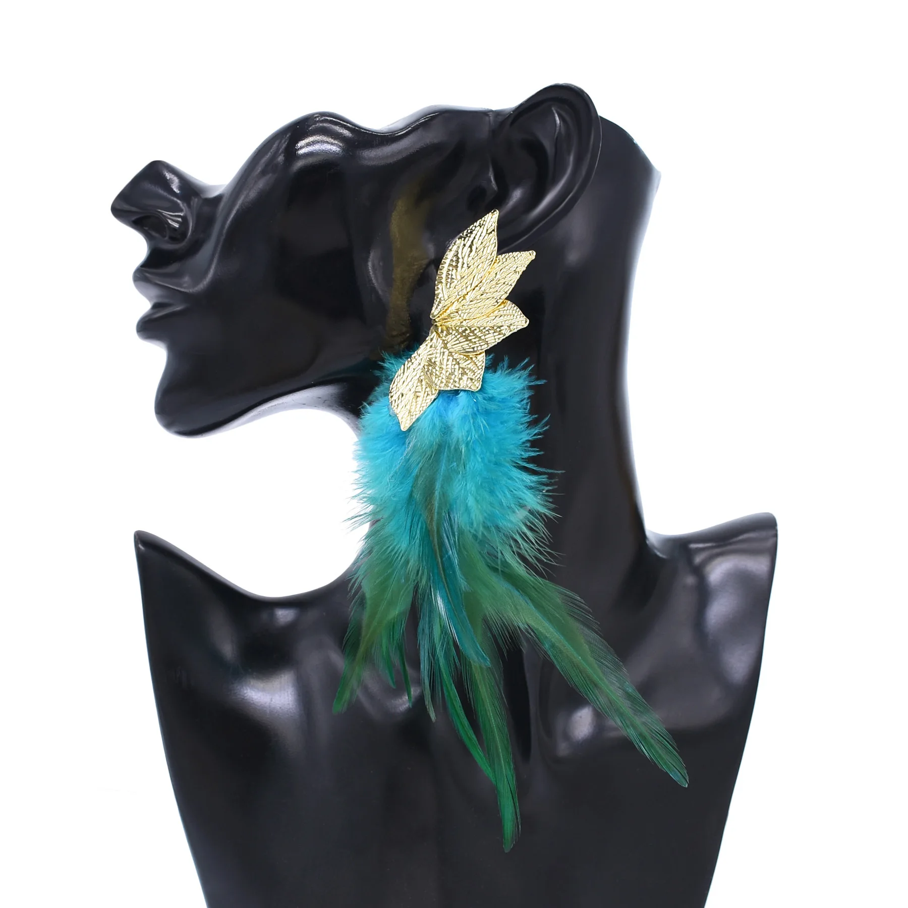 Bohemian Brown Blue Feather Tassel Earrings For Women New Indian Ethnic Long Drop Earrings Fashion Retro Christmas Jewelry