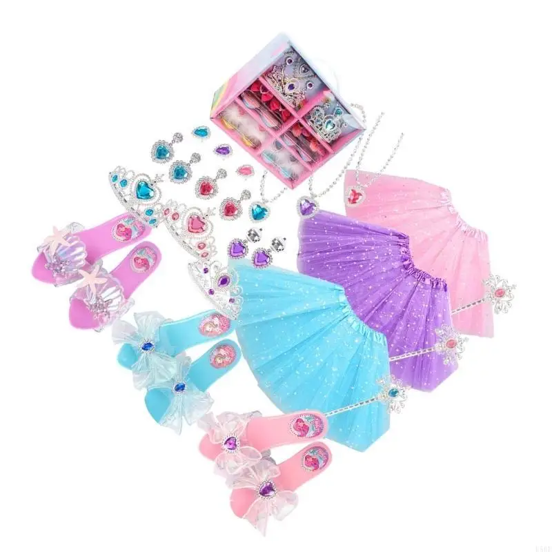 

U50F Children Princess Dress Up Jewelry Box Toy Creativity Dress up Toy Set for Girls