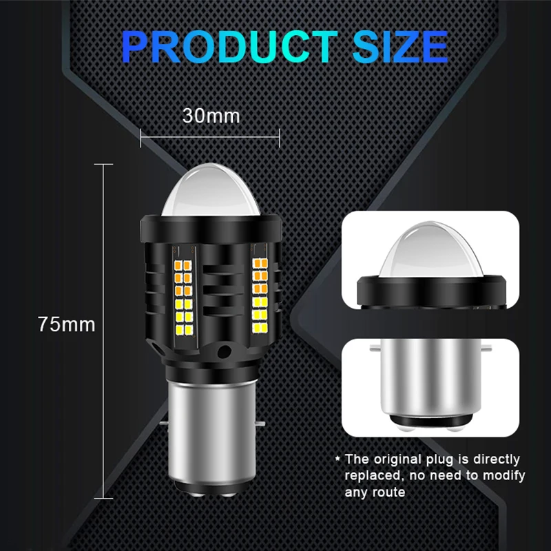 1PCS H4 LED Headlight for Motorcycle H6 BA20D Bulbs White Yellow Hi Low Beam Projector Lens Fog Lamp Scooter Motorbike Headlamp image 2