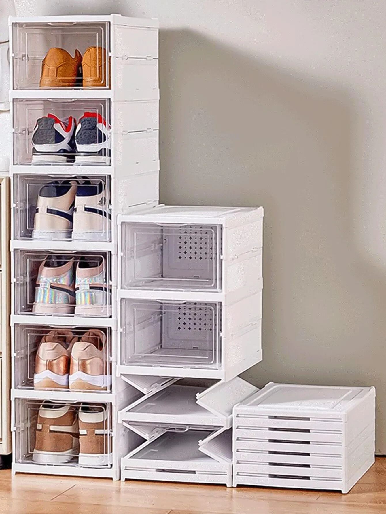 

1 Piece Of 3-Layer/6-Layer Foldable Plastic Shoe Storage Box - Space-Saving Organizer For Homes, Dorms,