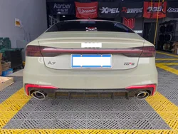 Blade Style RS7 Rear Lip For 2019 2020 2021 2022 2023 2024 C8 A7 S-line Modification RS7 Rear Diffuser Black Tailpipe bodykit