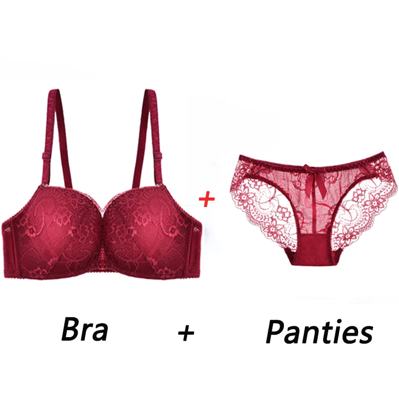 Lace Panties Underwear Push Up Bra Wire Free Lingerie For Women\'s Underwear Front Closed Brassiere Wireless Plus Size Bra