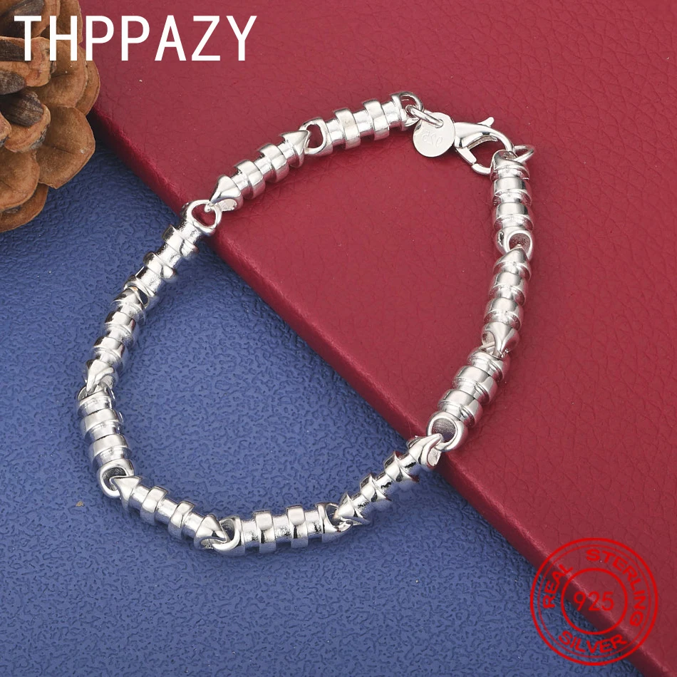 

THPPAZY 925 Sterling Silver Bamboo Bracelet For Women Fashion Design Personalized Jewelry Christmas Gift Engagement Party Gift