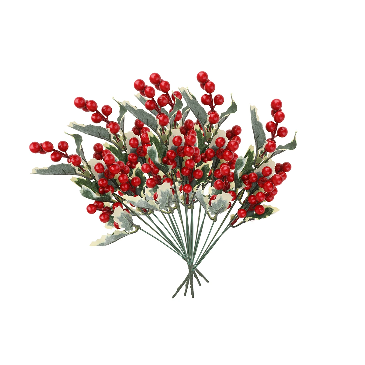 

3pcs Berry Branches Xmas Fake Flower Red Fruit Pine Needle Plant Leaves Christmas Garland Decor Party Ornament