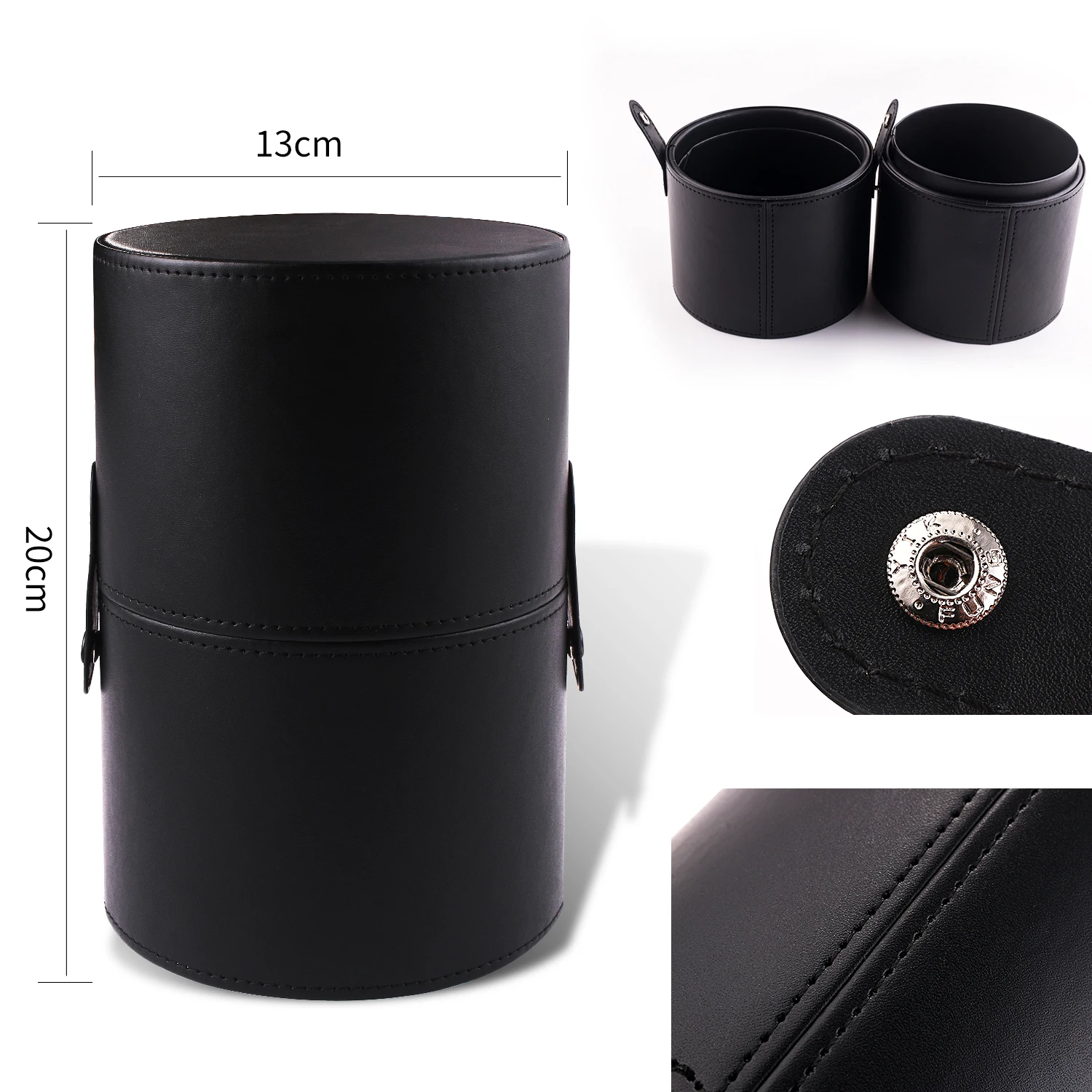 BEILI 1pcs Makeup Brush Cylinder Brushes Storage Holder Organizer Travel Case for Cosmetic Tools PU Leather