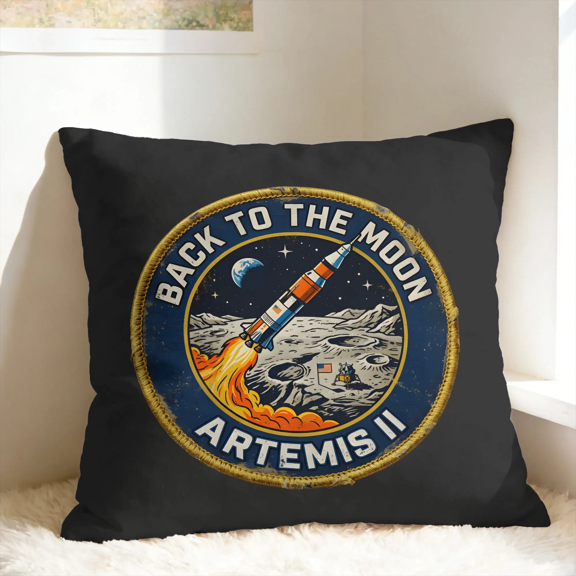 Pillow Cover Artemis II Back to the Moon 2026  Funny Pillow Case For Office Car Home Decor Pillowcases