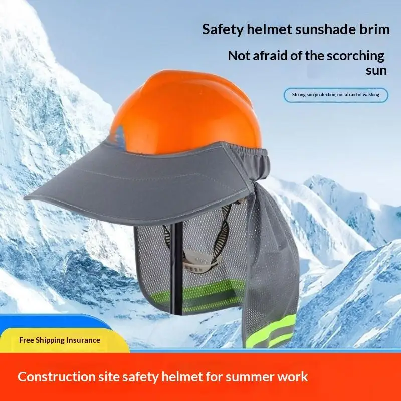 New Reflective Mesh Reflective Cap Breathable Anti-UV Beach Hat Neck Protection Shawl Universal Sunscreen Hat Safety Helmets