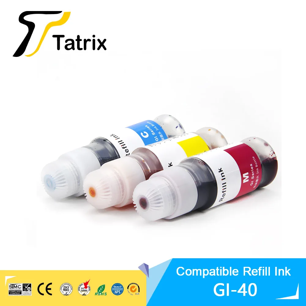 Imagem -04 - Tatrix Gi40 Gi40 Compatível à Base de Água Garrafa a Granel Recarga Tinta para Canon Pixma G5040 G6040 Tintas Impressão