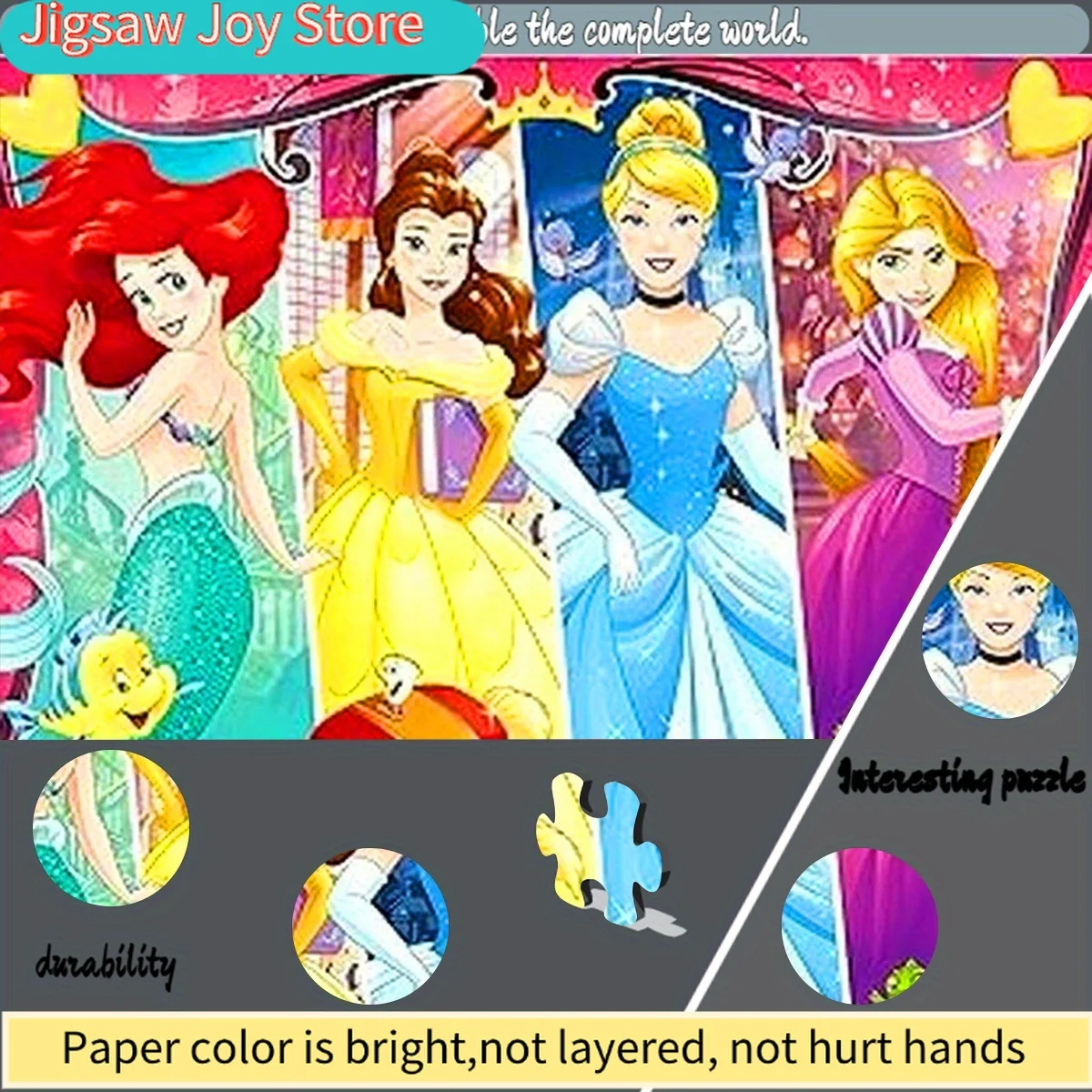 500/Disney  Paper Puzzle, DIY Puzzle, Thickened White Card Material, Adult Puzzle,  Princess Dreamy Combination Beautiful Cute