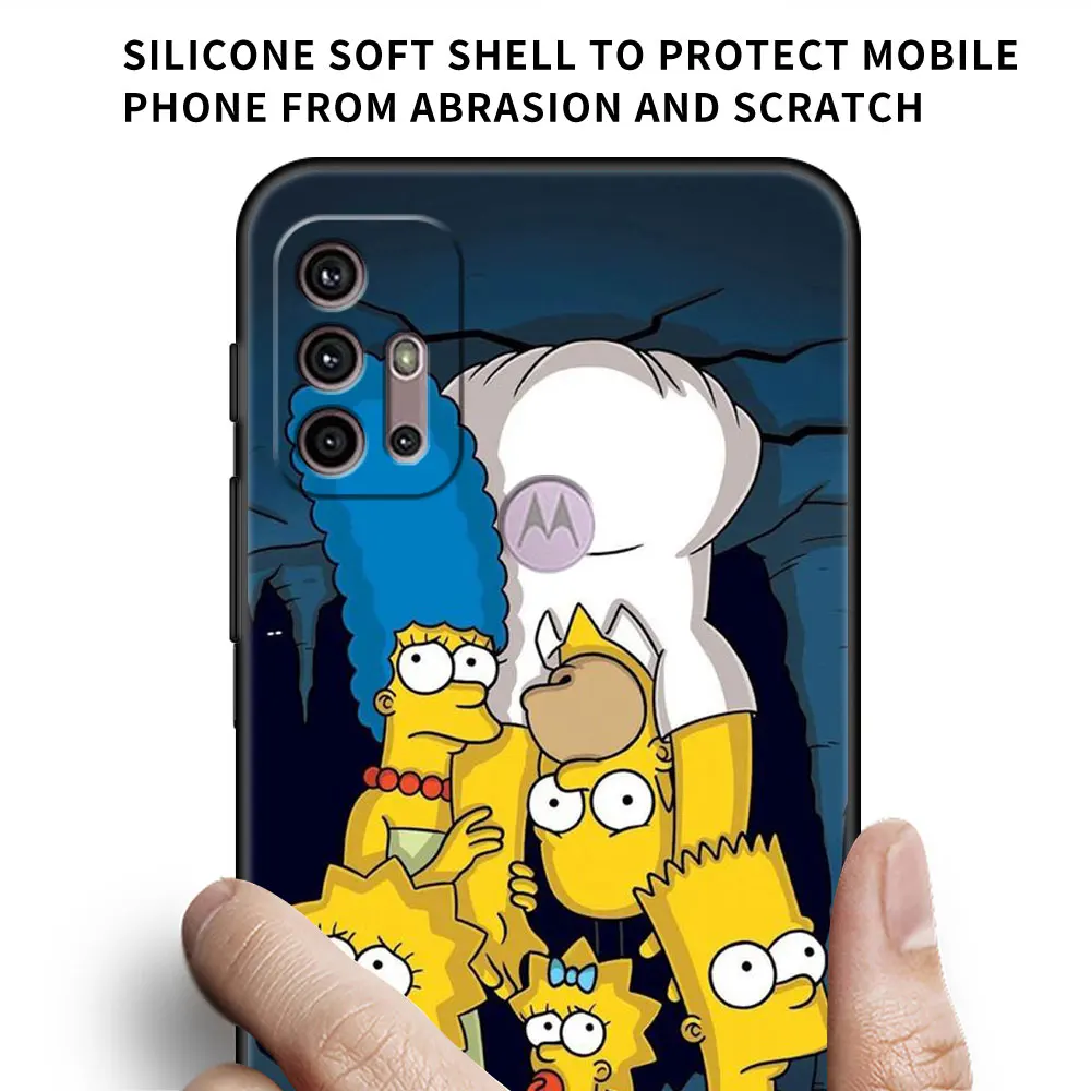 The Simpson Cute Case For Motorola G60 G52 G30 G22 G51 G53 G31 G60s G200 G32 Edge 20 G50 Black Soft Phone Covers