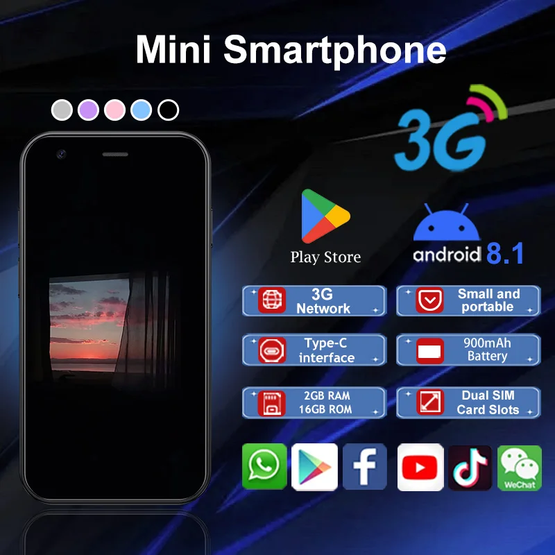 SOYES XS15 3-inch Mini Smartphone Android 8.1 Google Play Store, 2+16GB RAM ROM, Dual SIM 3G Wifi Portable Pocket Phone