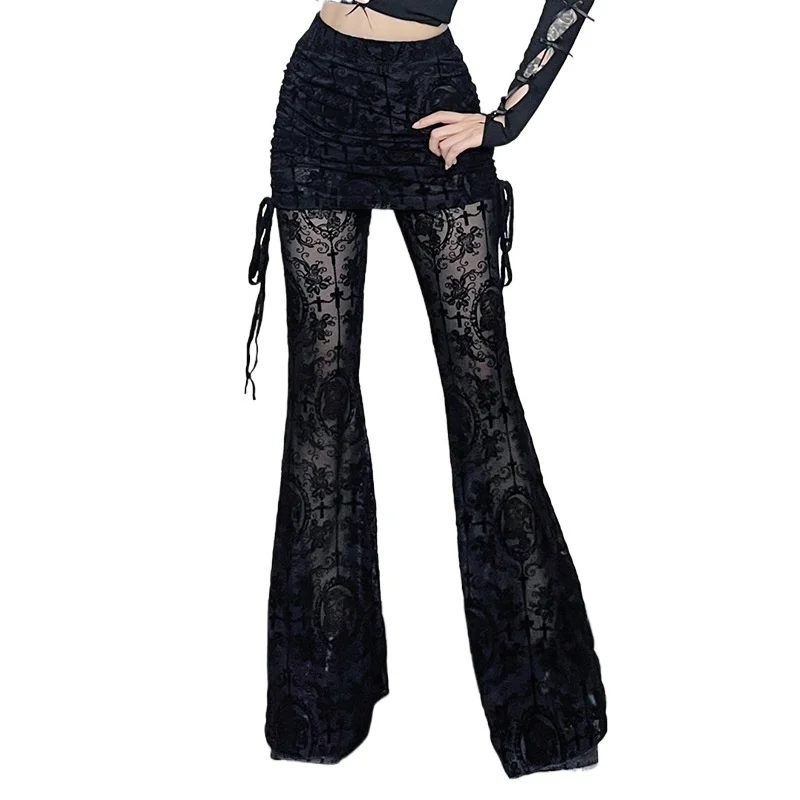 CF24374 Autumn 2025New, European and American temperament Sexy Spice Girl Versatile Cross Flocking Culottes Women