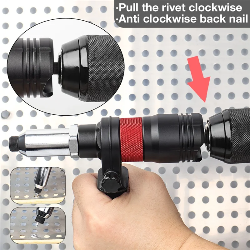 AB47-2.4-6.4Mm Electric Rivet Nut Adapter Automatic Riveting Nail Cordless Riveting Tools Rivet Nut Tool With Wrench And Handle