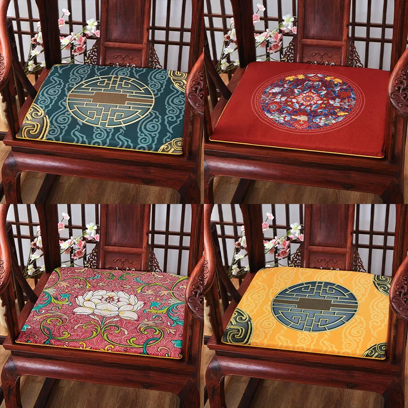 Retro Chinese Style Classical Seat Cushion Redwood Sofa Seat Cushions Dining Chair Pads Official Chair Mat for Tea Room Home