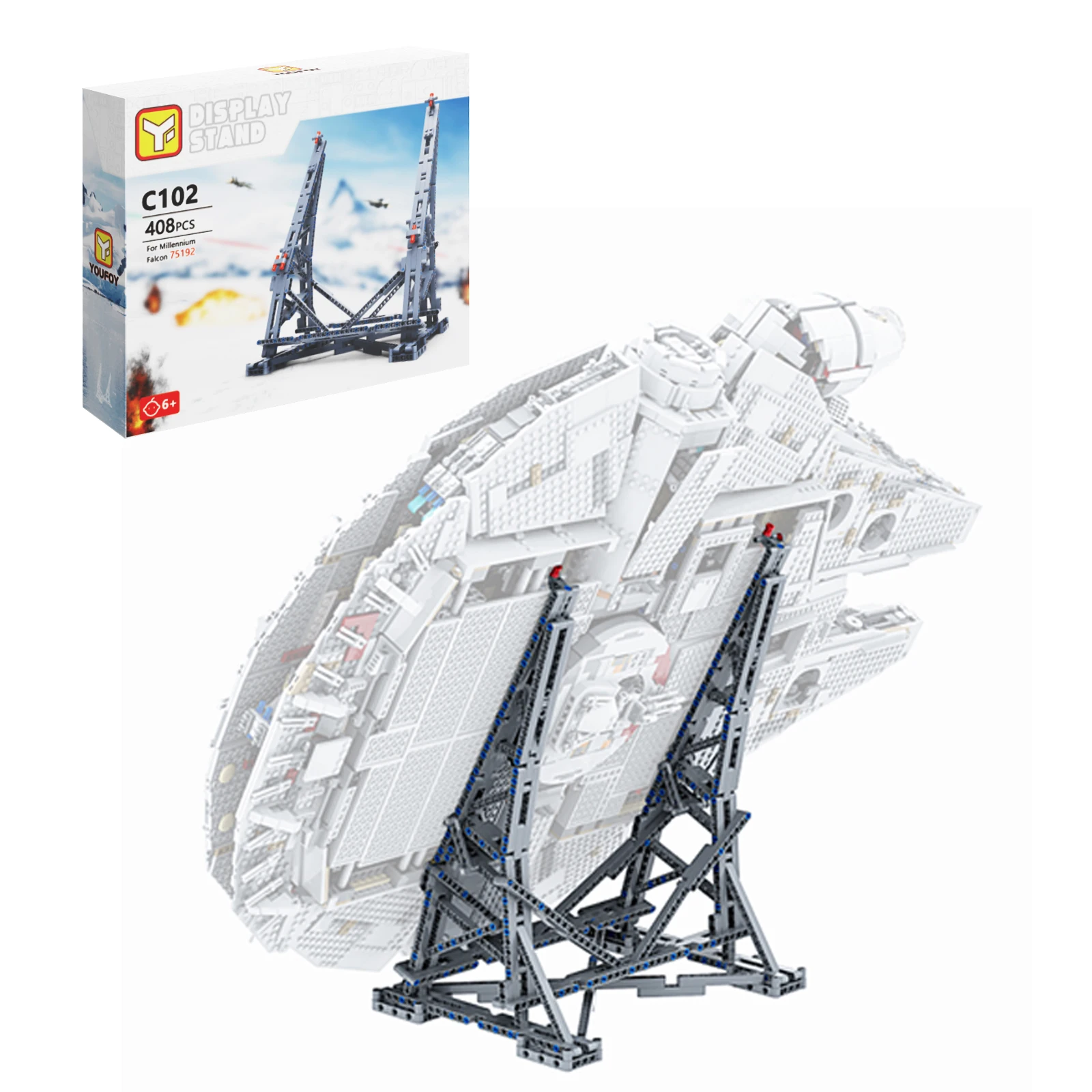 

MOC Space Falcon вертикальный кронштейн для дисплея, набор строительных блоков для 75192, прочная подставка, кирпичи «сделай сам», игрушки для детей, подарки