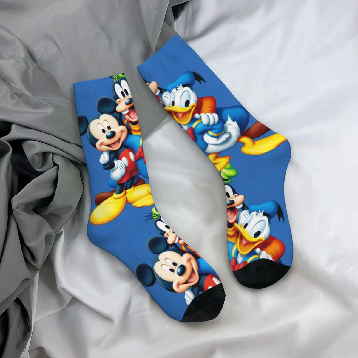 Gekke Compressie Minnie Goofy Sok Voor Mannen Harajuku Disney Mickey Mouse Cartoon Naadloze Patroon Crew Sok Nieuwigheid