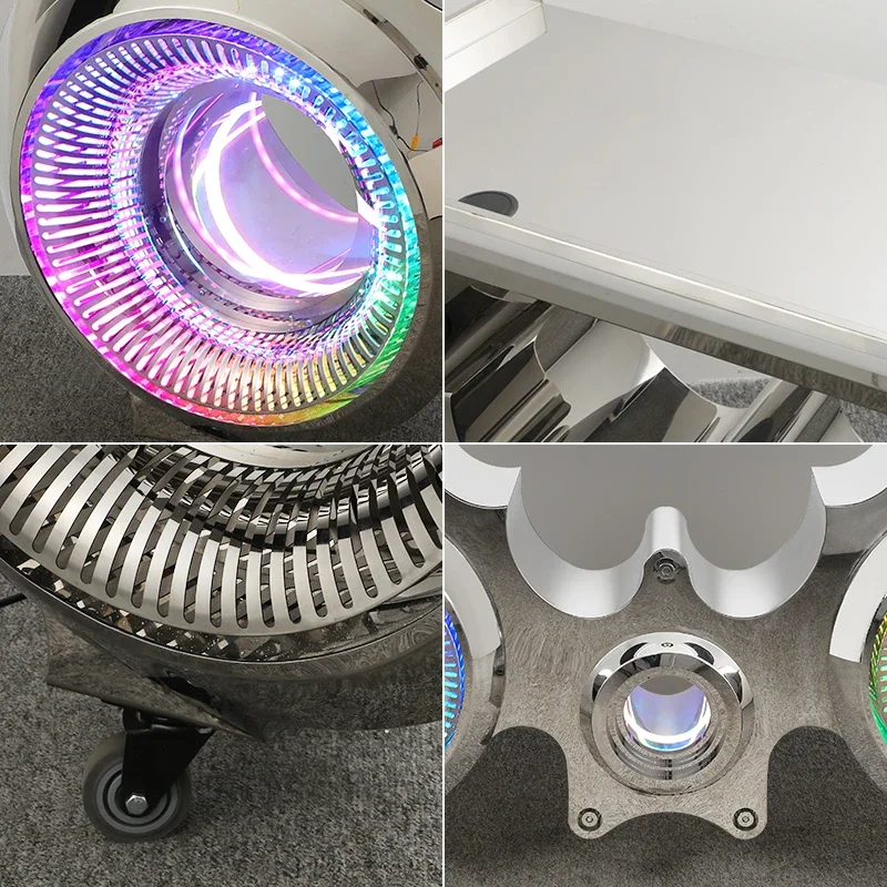 

Лидер продаж, тонкая полировка, высокое качество, железный паб из нержавеющей стали, 3d светодиодный экран, подставка для диджейской будки, стол со световой панелью, DJ Station lo