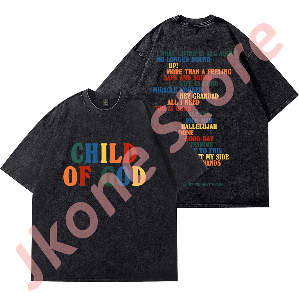 Forrest Frank Child Of God Tracklist Merch Vintage Wash Tee Cosplay Women Men Fashion Short Sleeve Cotton T-Shirts