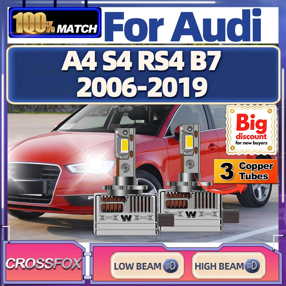 

CROSSFOX светодиодные ксеноновые лампы для фар, ампулы для Audi A4 S4 RS4 B7 2006 2007 2008 2009 2010 2011 2012 2013 2014-2019