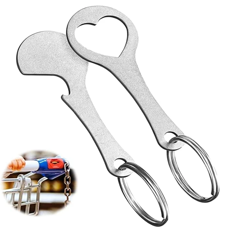 2 Pieces Of Stainless Steel Shopping Trolley Remover-Shopping Trolley Token As A Key Ring-Can Be Detached Directly