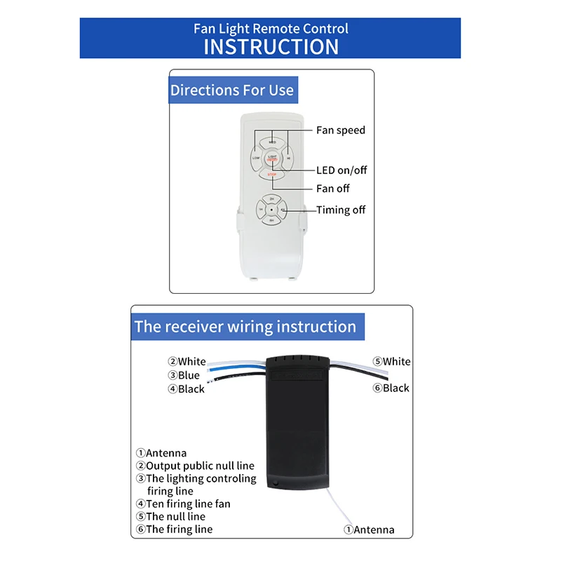 مروحة سقف مجموعة التحكم عن بعد ، تحكم لاسلكي ، حجم صغير ، مراوح سقف عالمية الإضاءة والسرعة والإضاءة والتوقيت