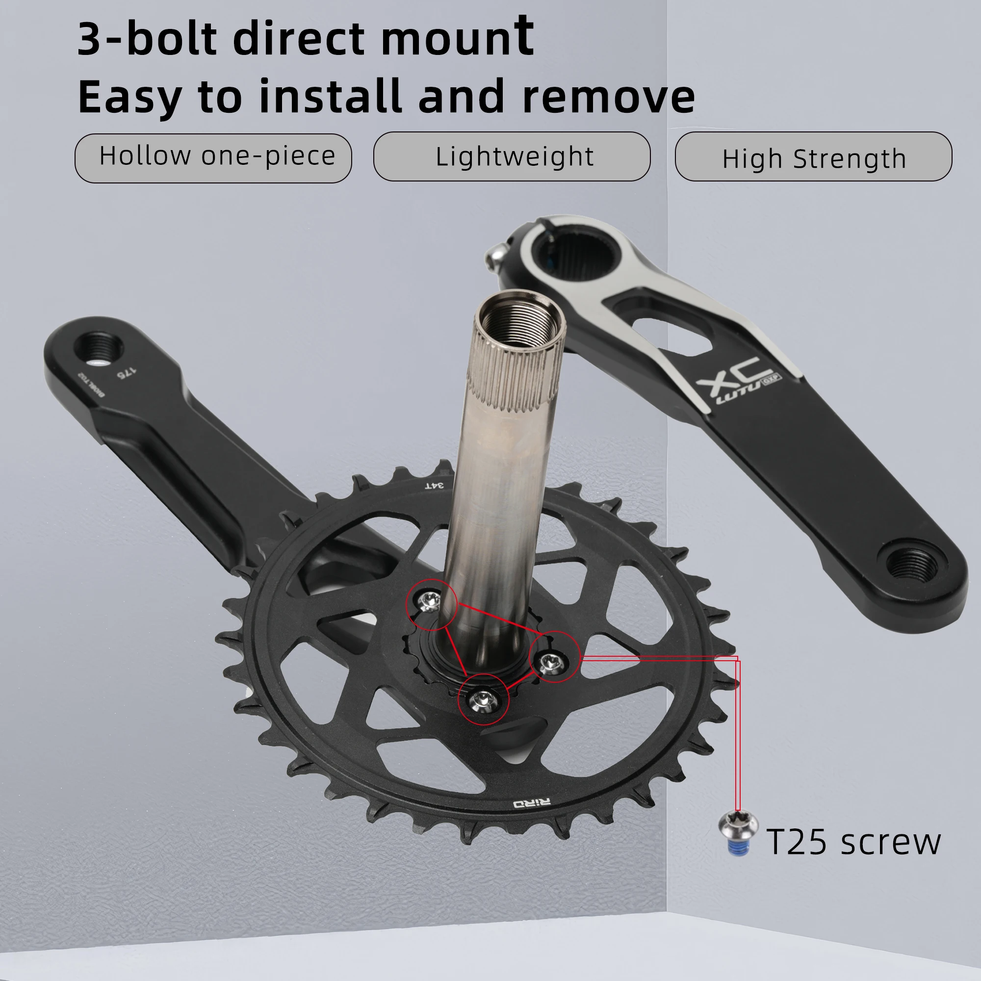 RGO XC MTB Crankset 170/175mm 30-42T 104BCD T6 Aluminum Alloy Forged Crank Arm for Mountain & Gravel Bike