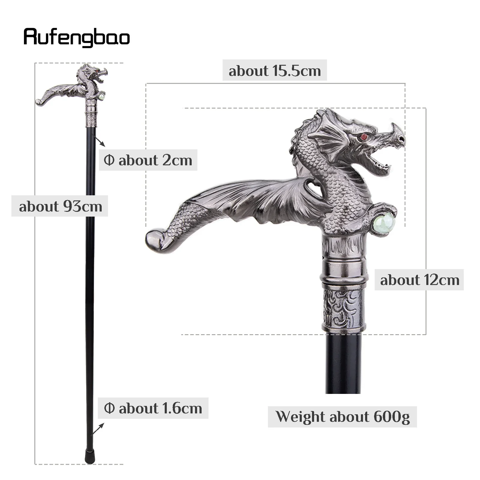 Dragon Scrambling Ball Single Joint Fashion Walking Stick Decorative Vampire Cospaly Party Walking Cane Halloween Crosier 93cm