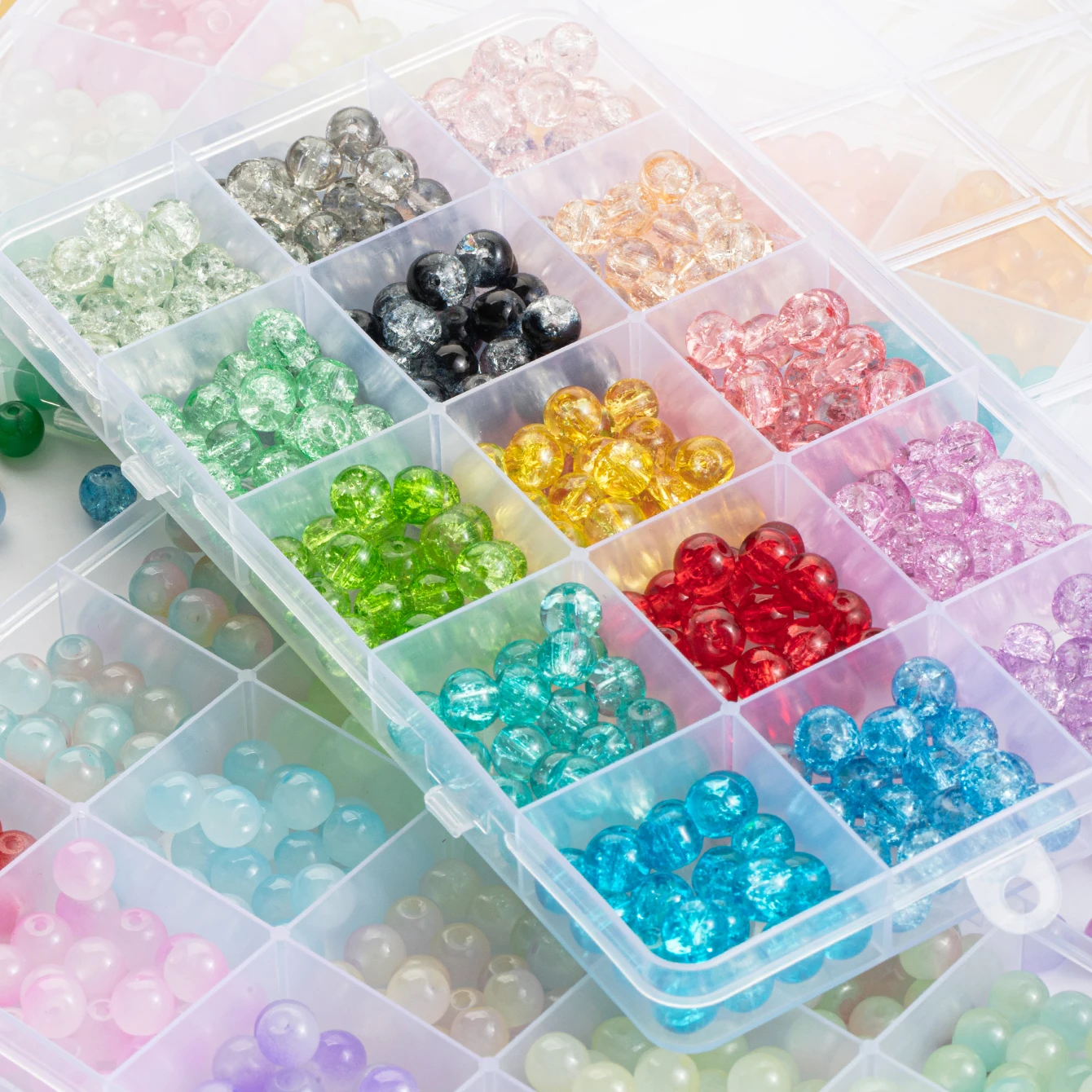 Glasperlen-Armbandherstellungs-Sets, 28 Farben, 8 mm, Kristallperlen, runde Edelstein-Steinperlen mit Zubehör für die Schmuckherstellung DIY – Detail 3
