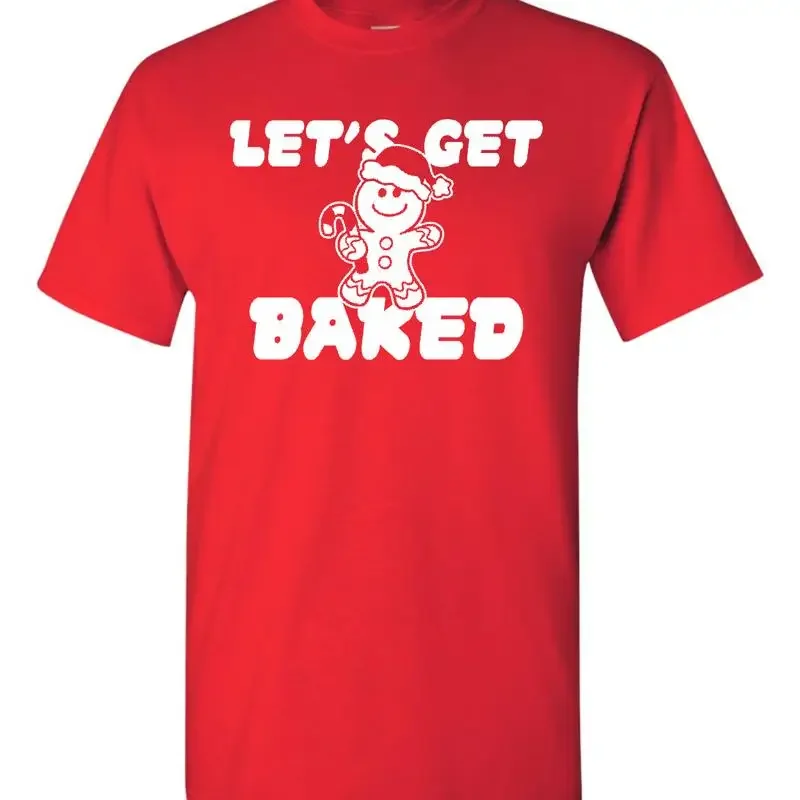 Let's Get Baked Christmas Cookie Funny Drinking Men's T Shirt 1705